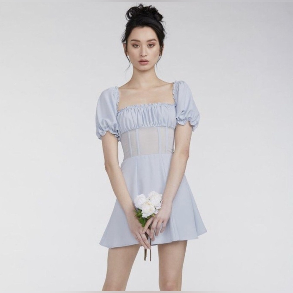 LANI THE LABEL Light Blue Puff Sleeve “Tiffany” Dress